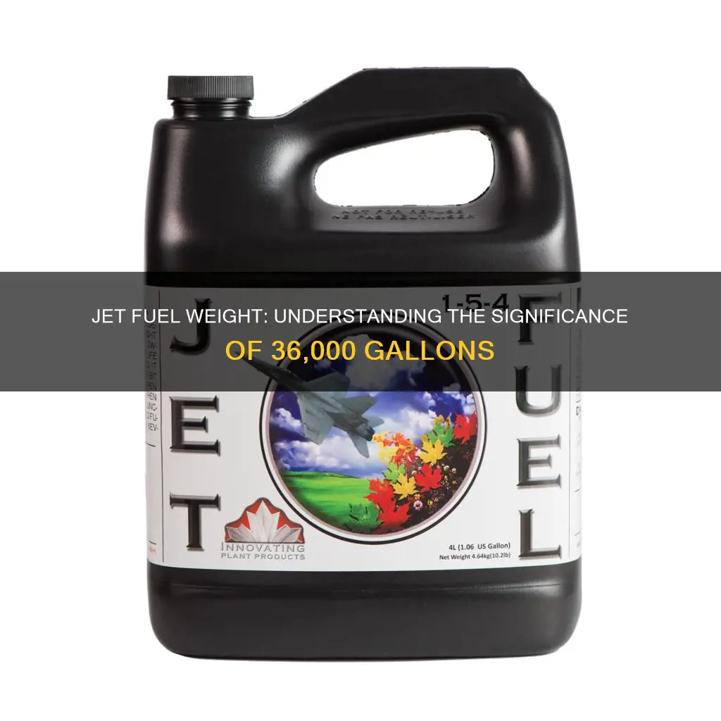 how much does 36 000 gallons of jet fuel weigh