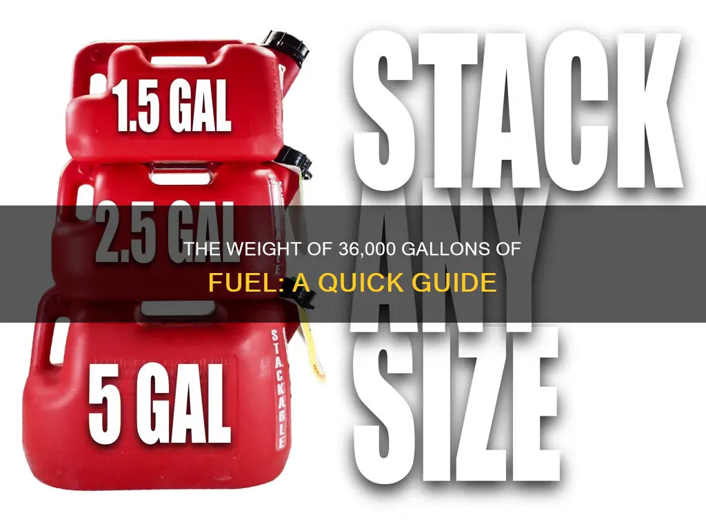 how much does 36000 gallons of fuel weigh