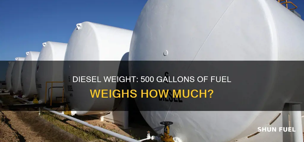how much does 500 gallons of diesel fuel weigh