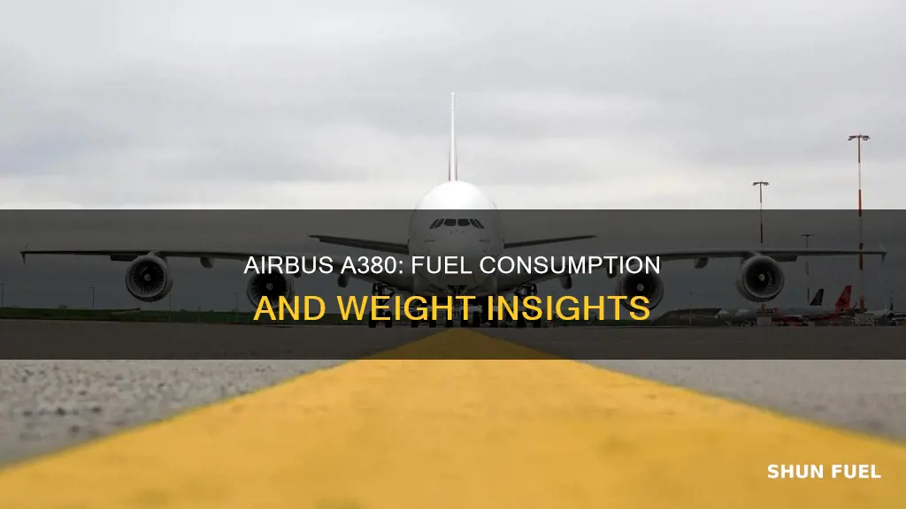 how much does a airbus take in fuel a380 weigh