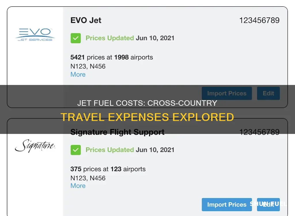 how much does jet fuel cost cross country
