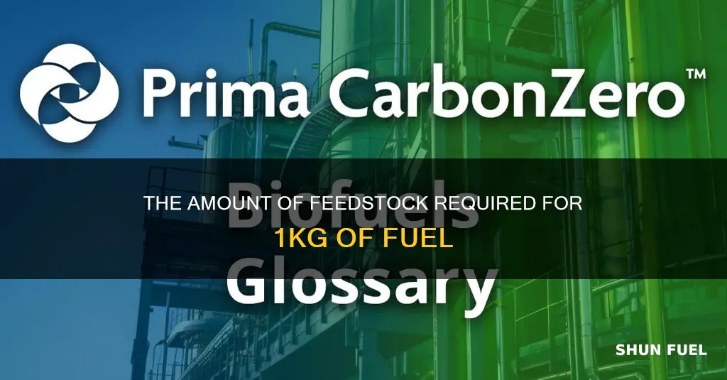 how much feedstock for 1kg of fuel