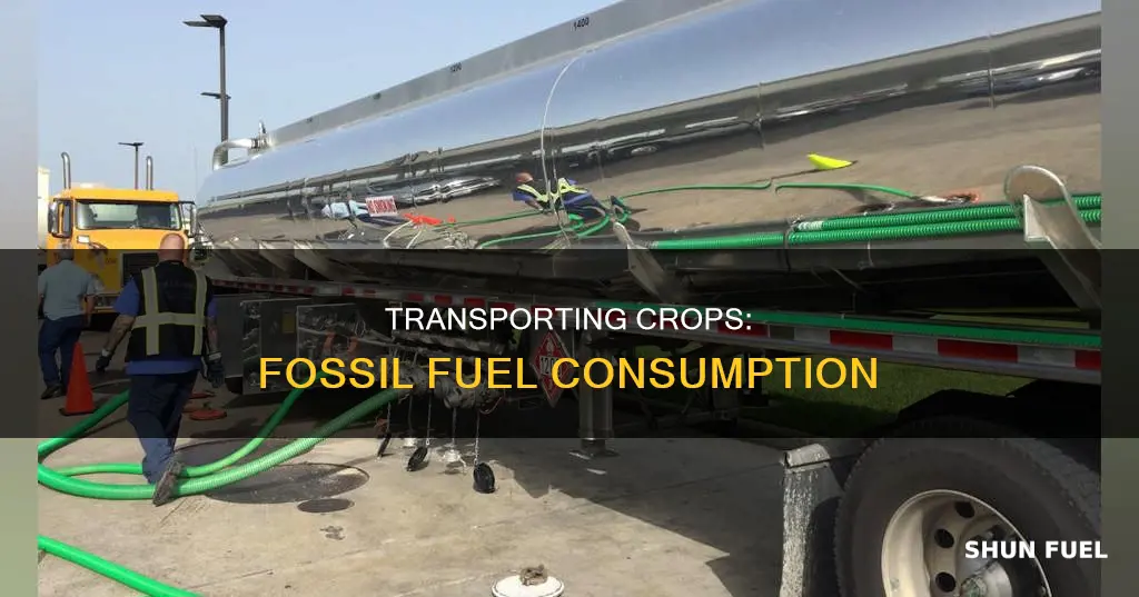how much fossil fuel does transportation of crops use