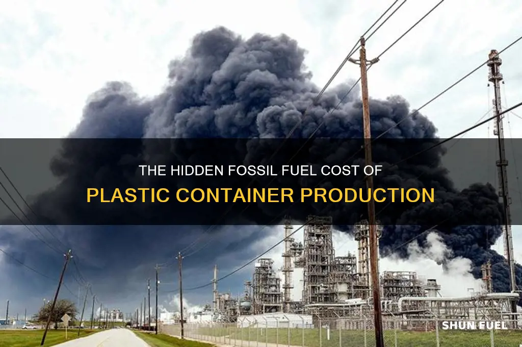 how much fossil fuel used to make plastic container