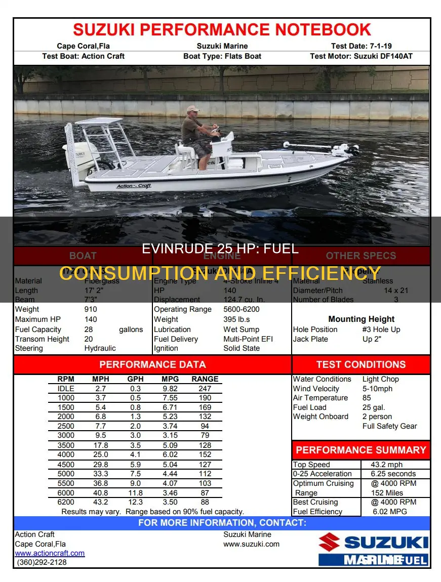 how much fuel does a 25 hp evinrude use