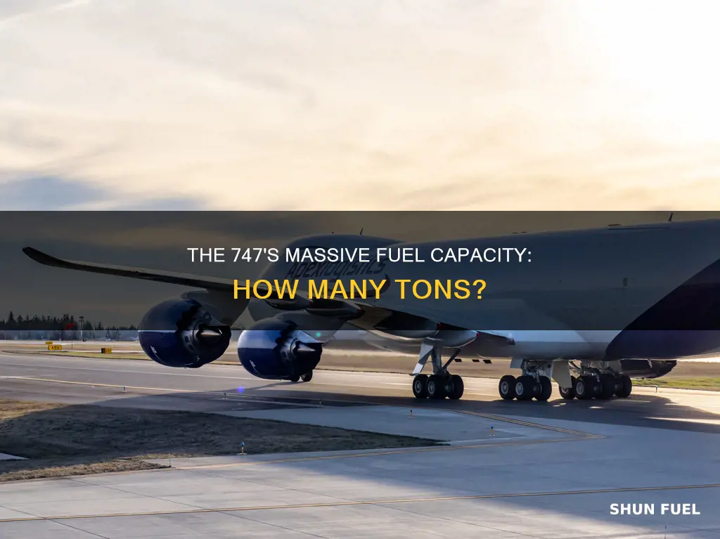 how much fuel does a 747 hold in tons