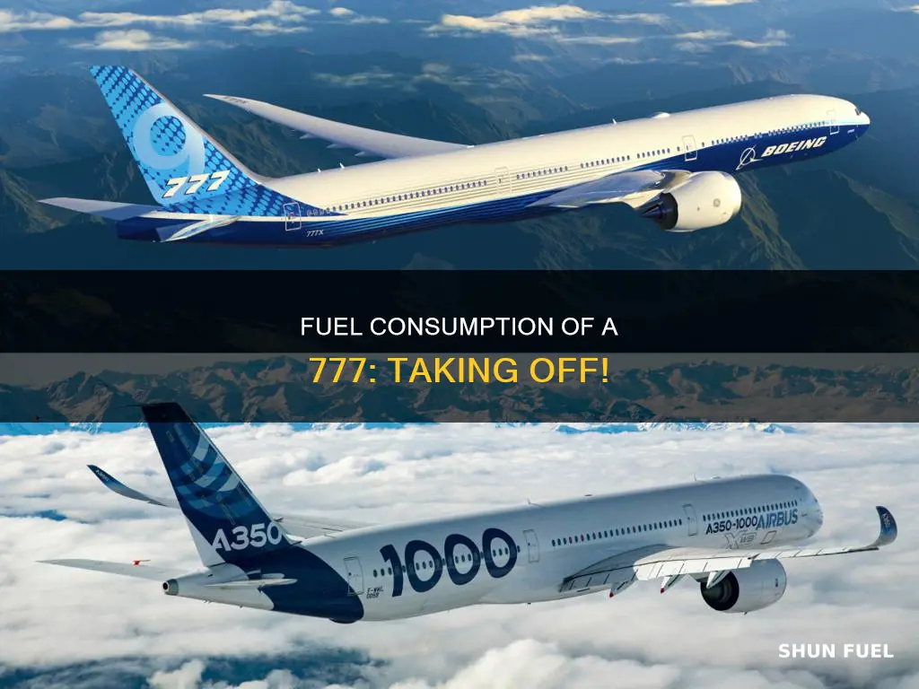 how much fuel does a 777 tacking to the runway