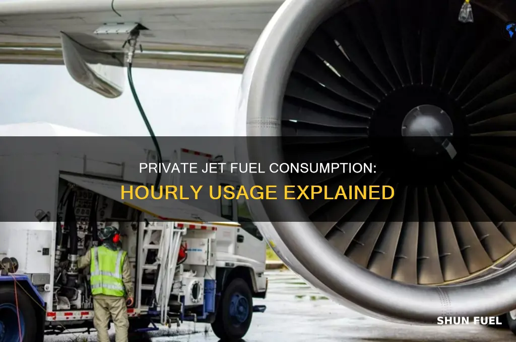 how much fuel does a private jet use per hour