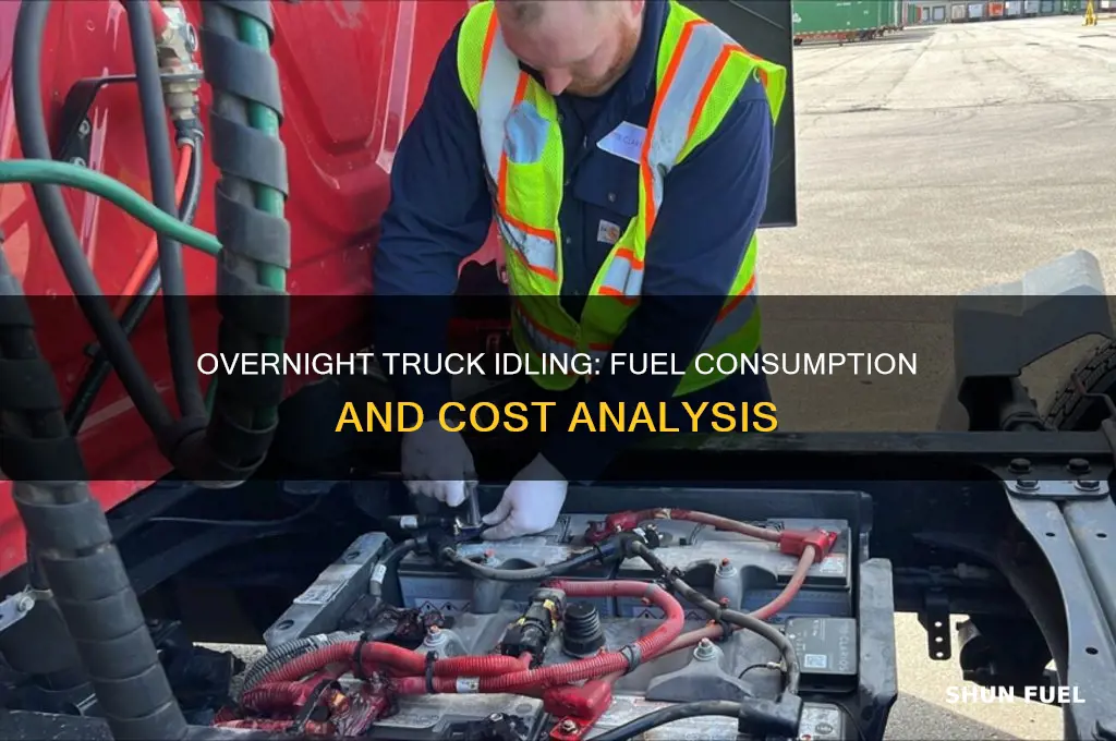 how much fuel does a truck use idling overnight