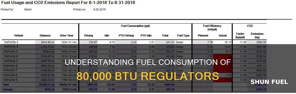 how much fuel does an 80000 btu regulator use