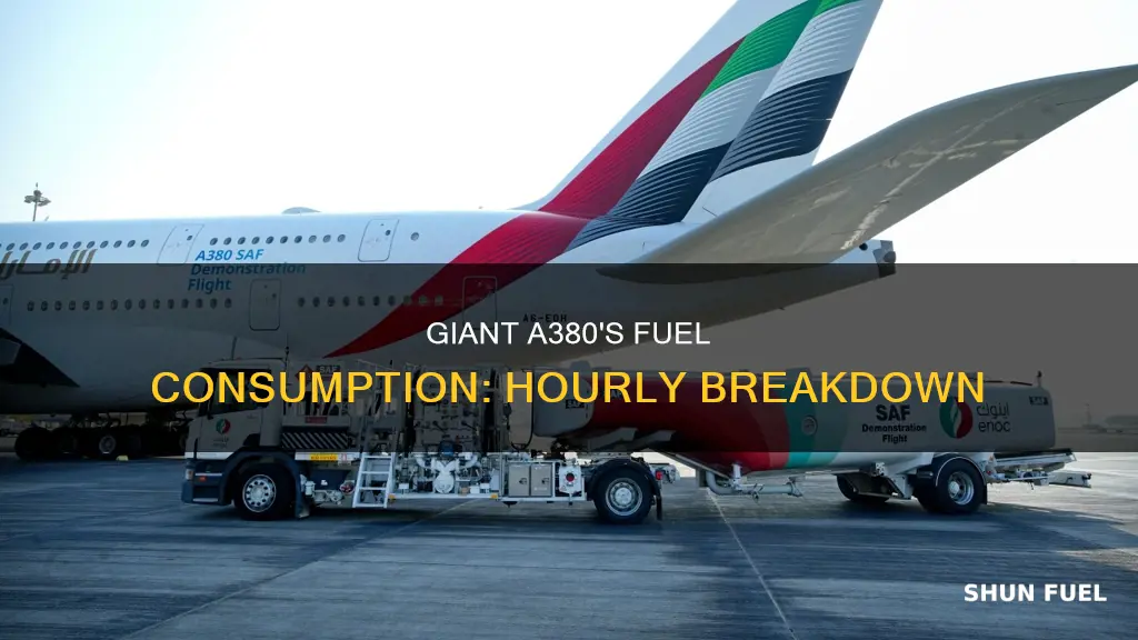 how much fuel does an a380 use per hour