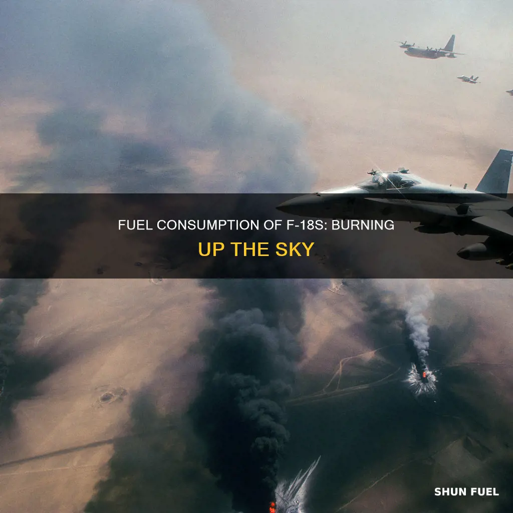 how much fuel does an f-18 burn per hour