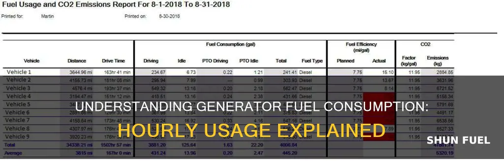 how much fuel does generator use per hour