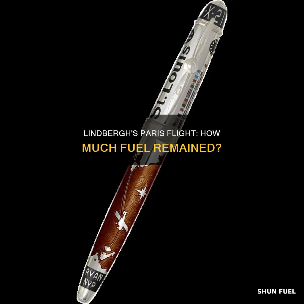how much fuel left in lindbergs plane in paris