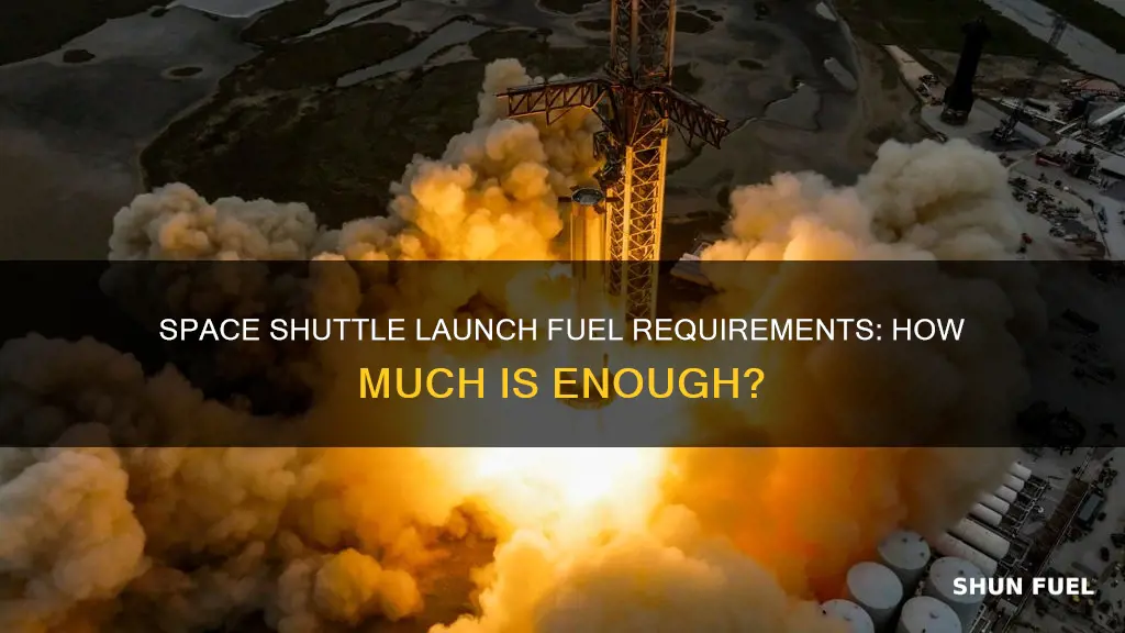how much fuel to launch a space shuttle