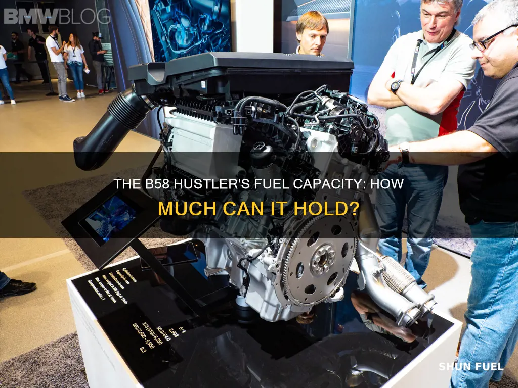 how much fuel will a b58 hustler hold