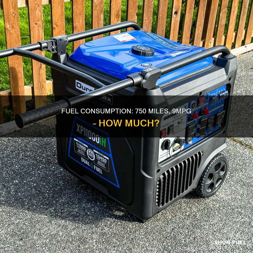 how much fuel will i use 750 miles 9mpg