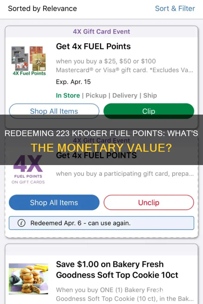 how much is 223 kroger fuel points