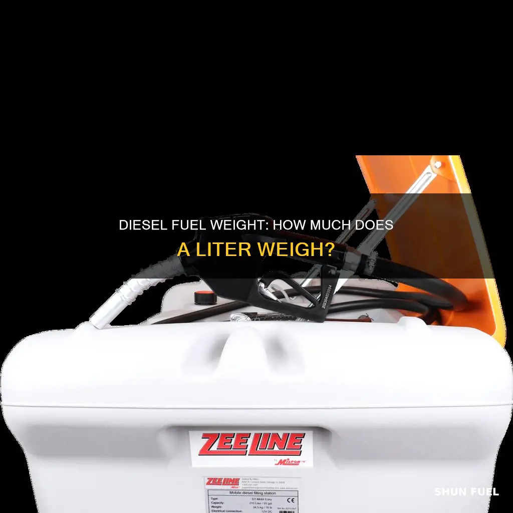how much is a liter of diesel fuel weigh