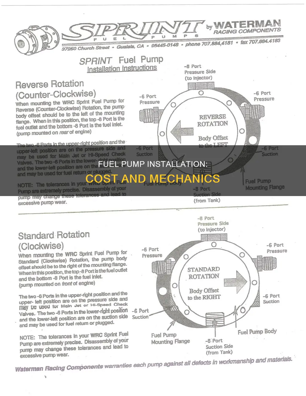 how much is fuel pump installation