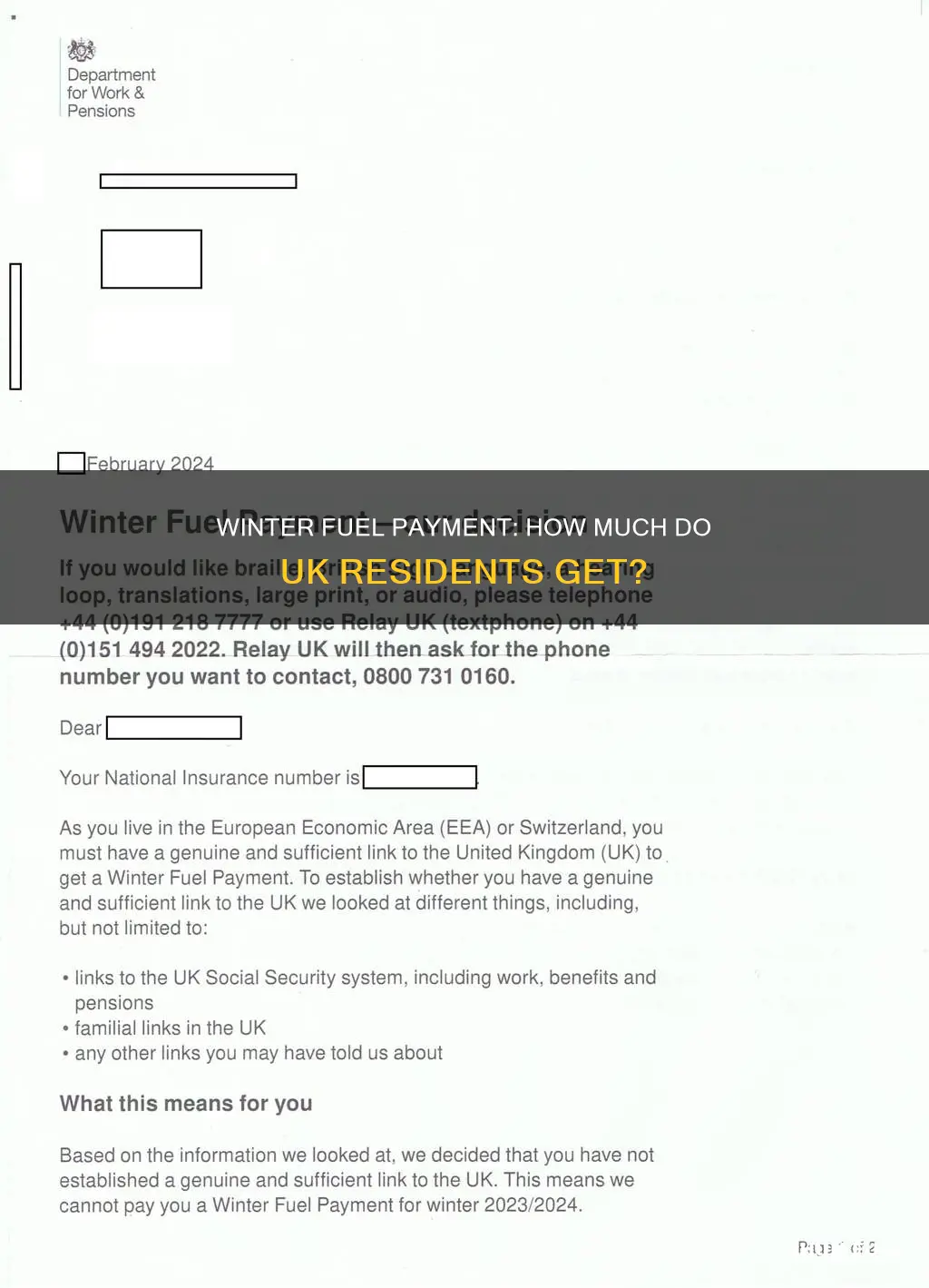 how much is winter fuel payment uk