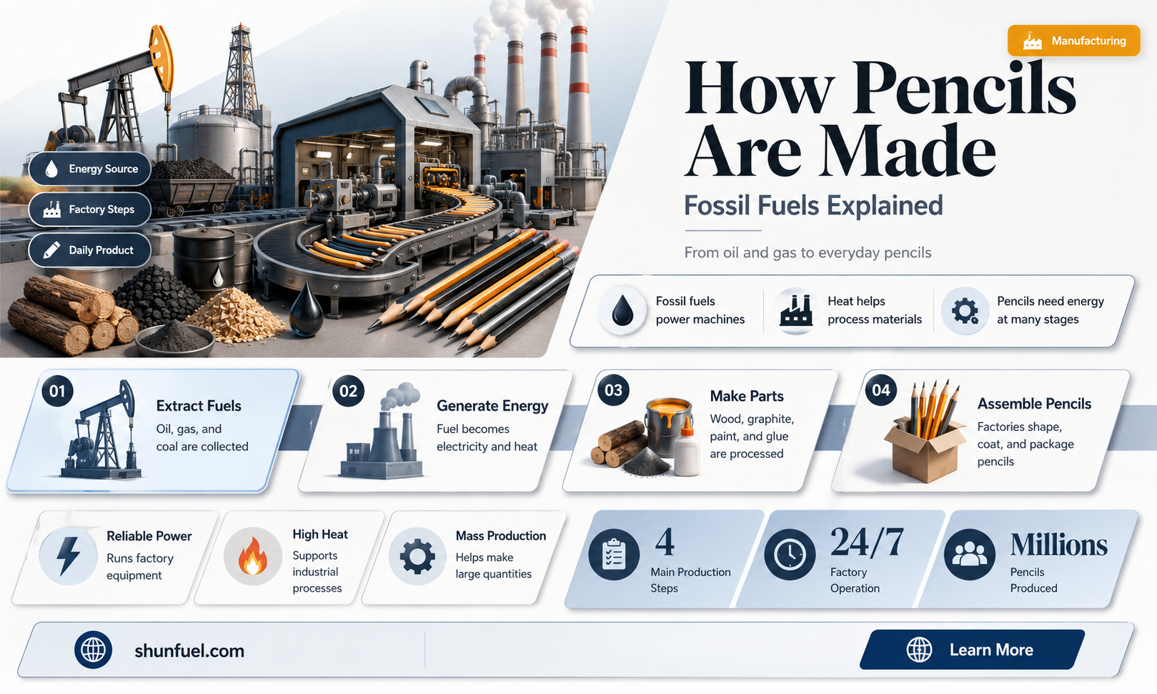 are pencils made out of fossil fuels