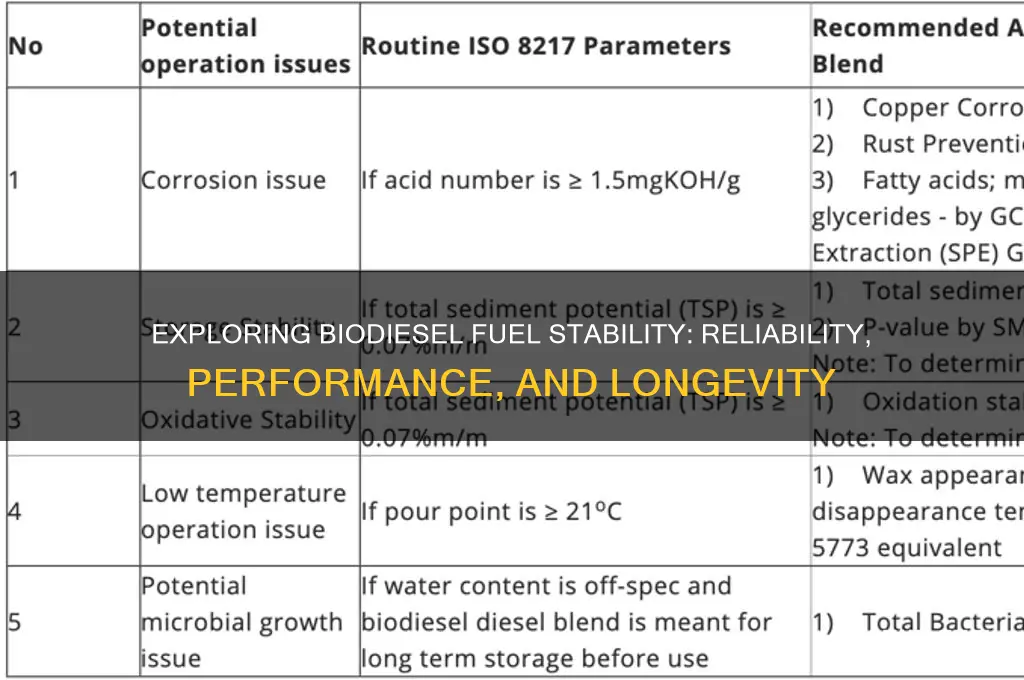 how stable is biodiesel fuel