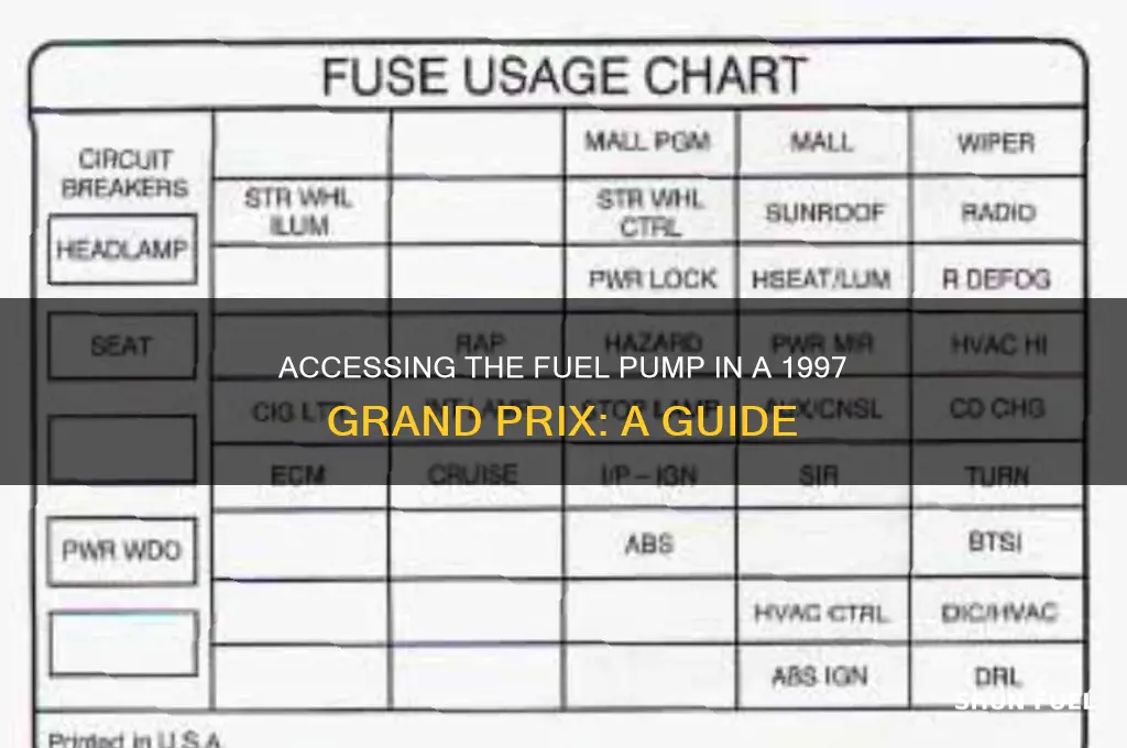 how to access fuel pump in 1997 grand prix