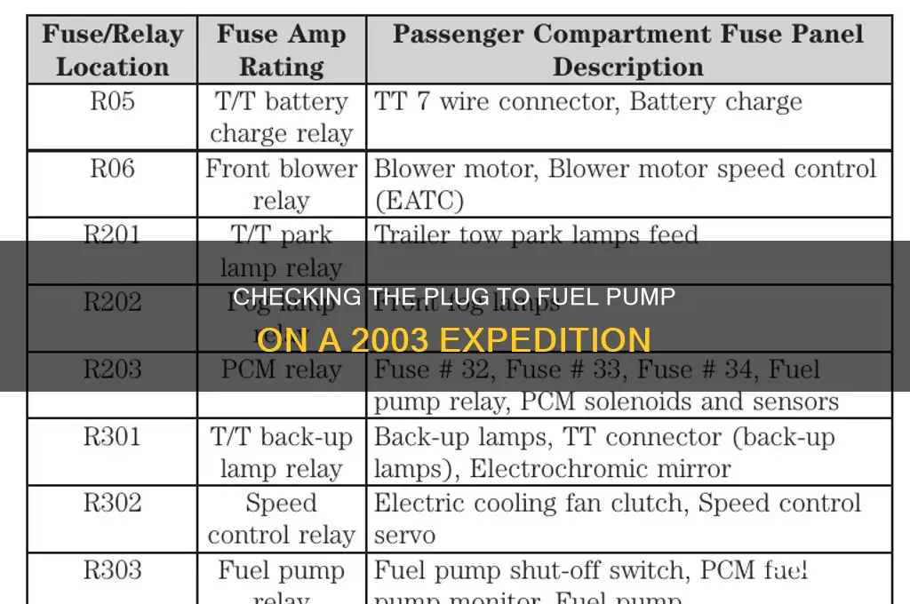 how to check plug to fuel pump on 2003 expedition