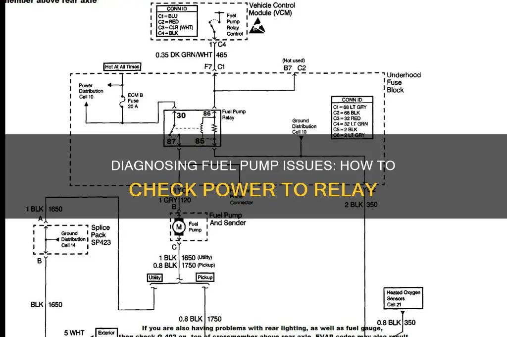 how to check power to fuel pump relay