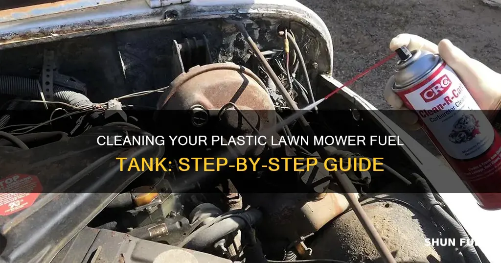 how to clean a plactic lwan mower fuel tank