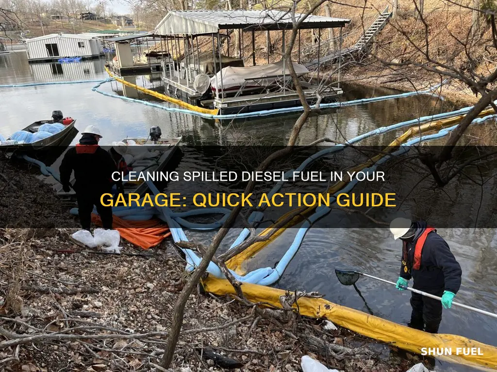 how to clean up spilled diesel fuel in garage