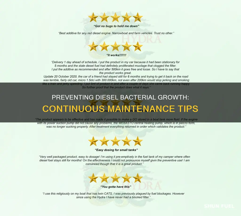 how to continuously prevent bacterial growth in diesel fuel