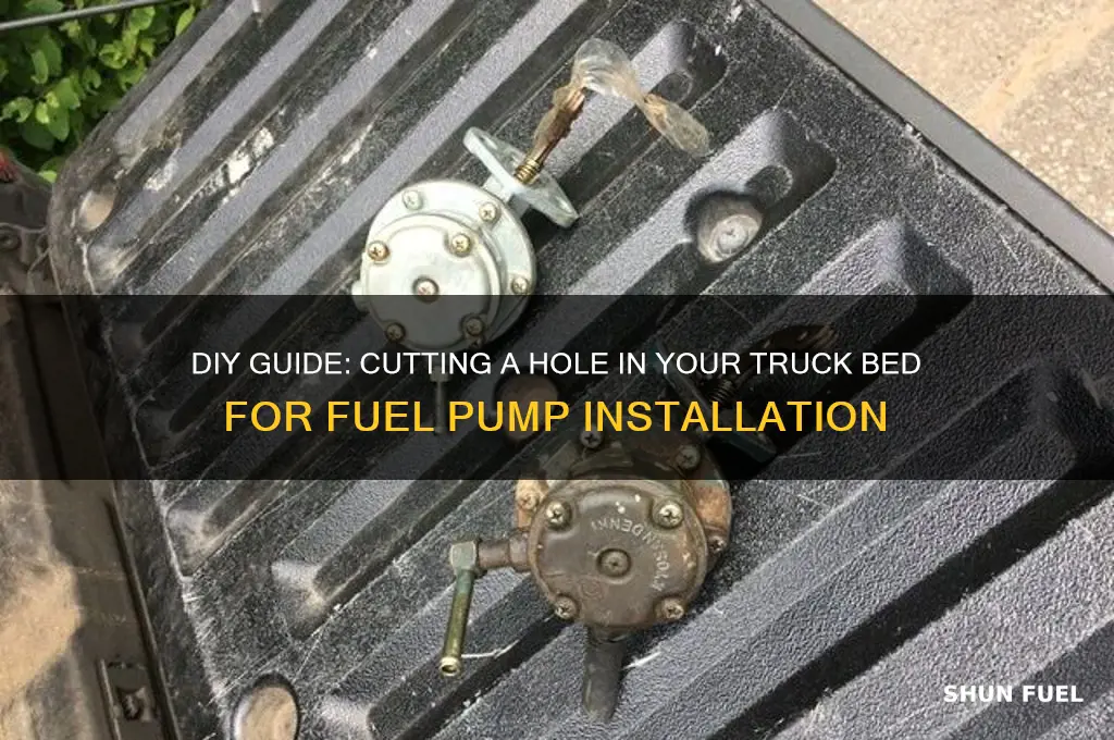 how to cut hole in truck bed for fuel pump