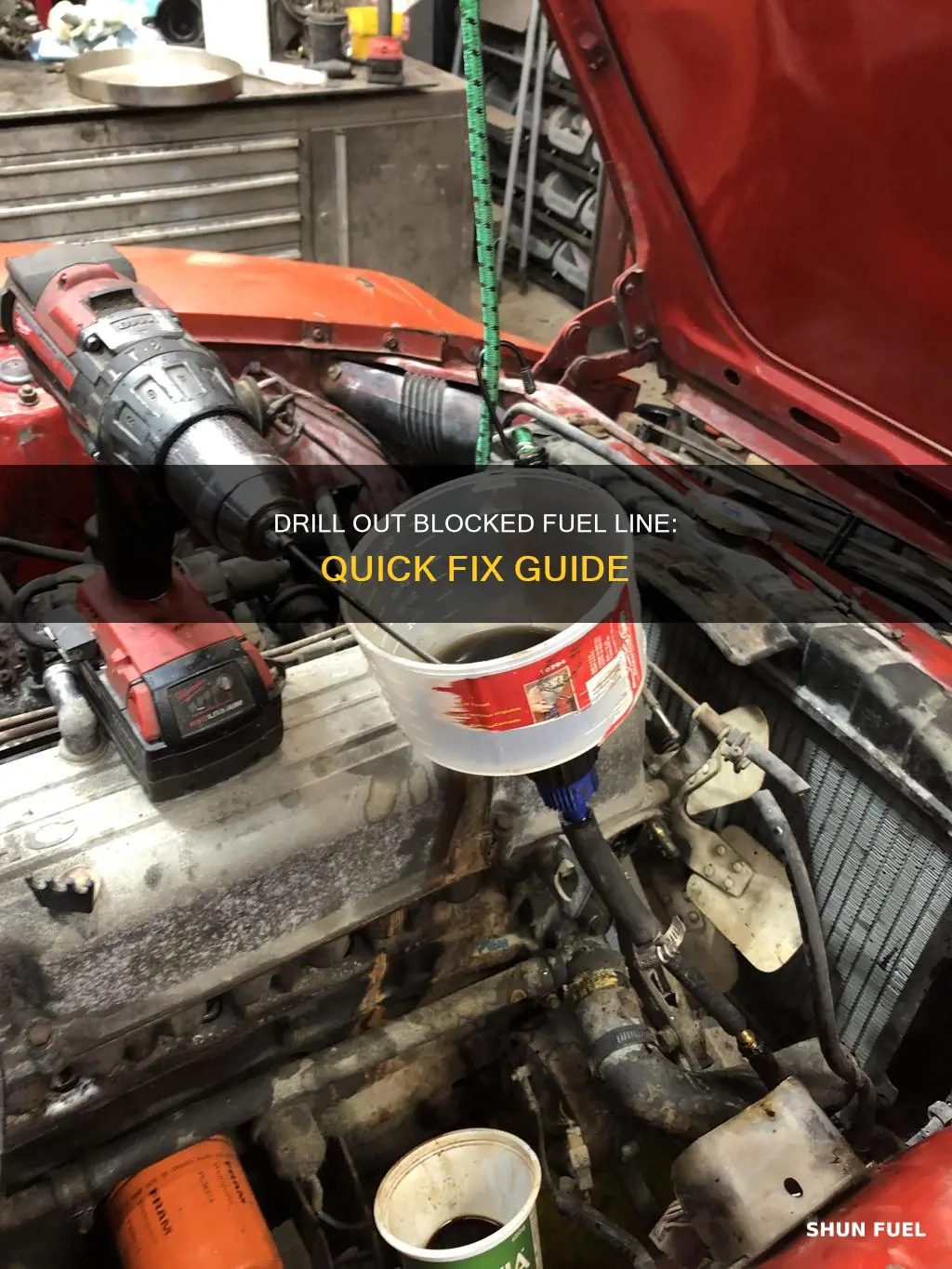 how to drill out blocked fuel line