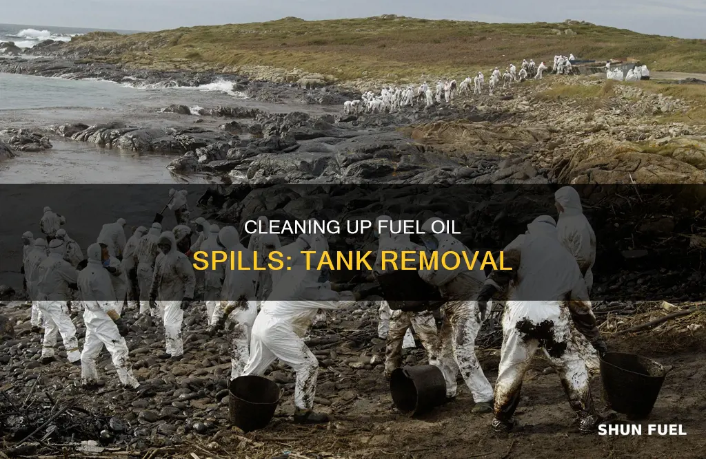 how to get fuel oil spilled off tank