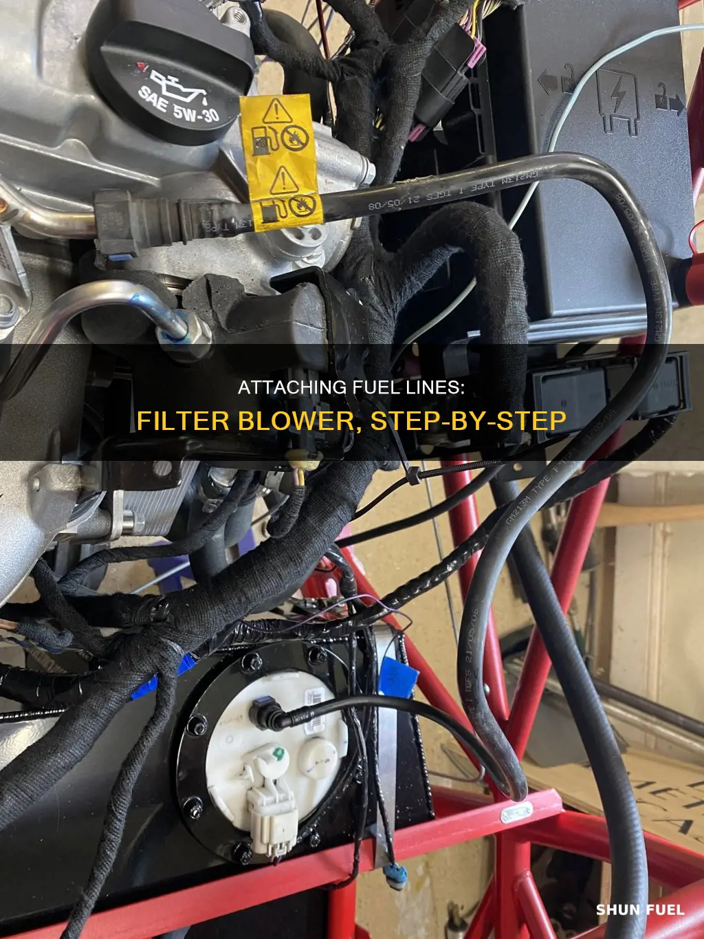 how to get new fuel line attached fuel filter blower