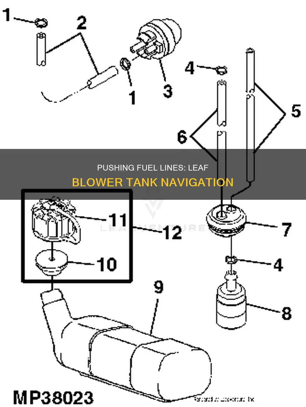 how to push fuel line thru leaf blower fuel tank