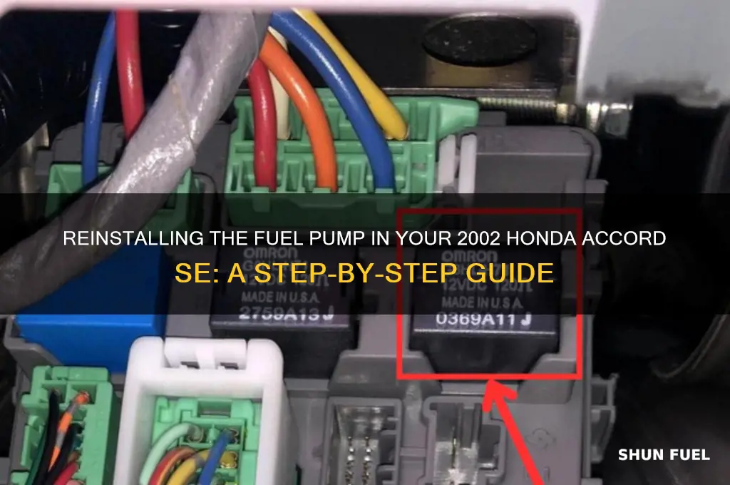 how to reinstall fuel pump honda accord se 2002