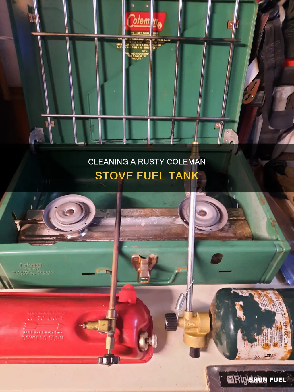 how to remove rust from a coleman stove fuel tank