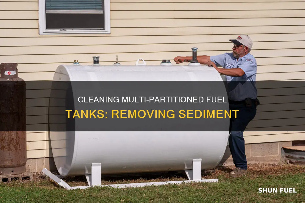 how to remove sediment from multi-partioned fuel tanks