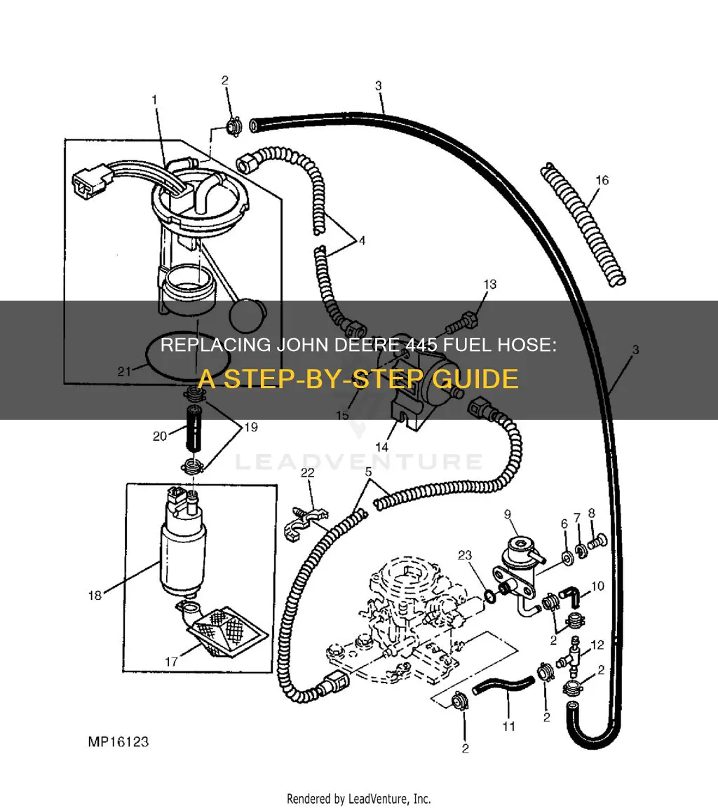how to replace john deere 445 fuel hose