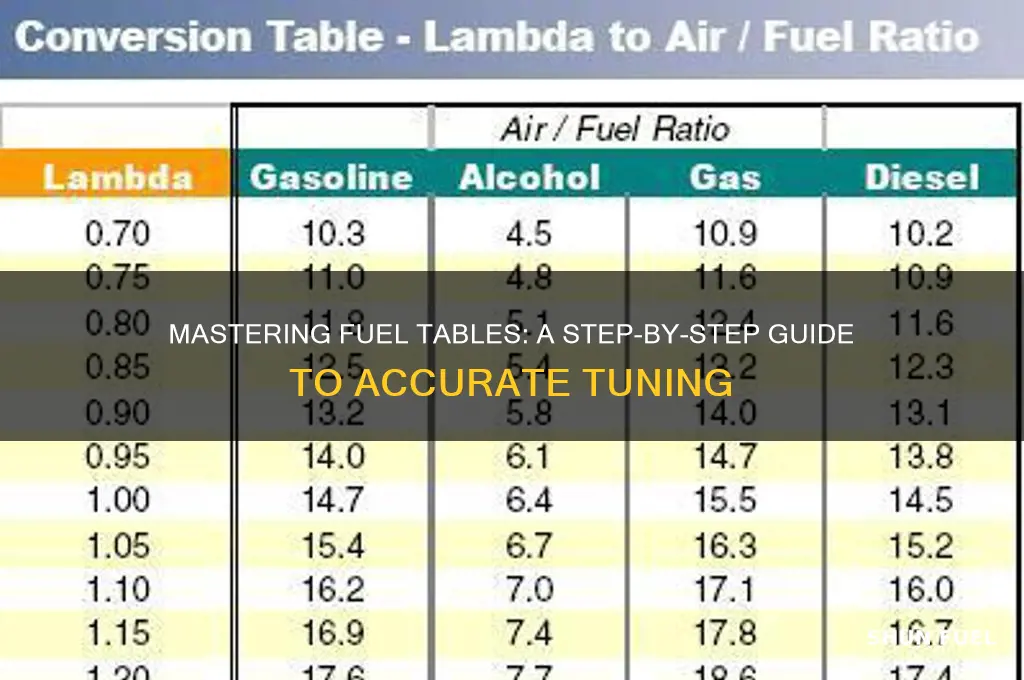 how to right fuel tables