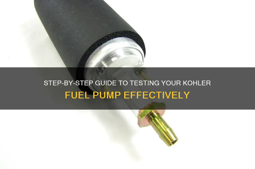 how to test a kohler fuel pump