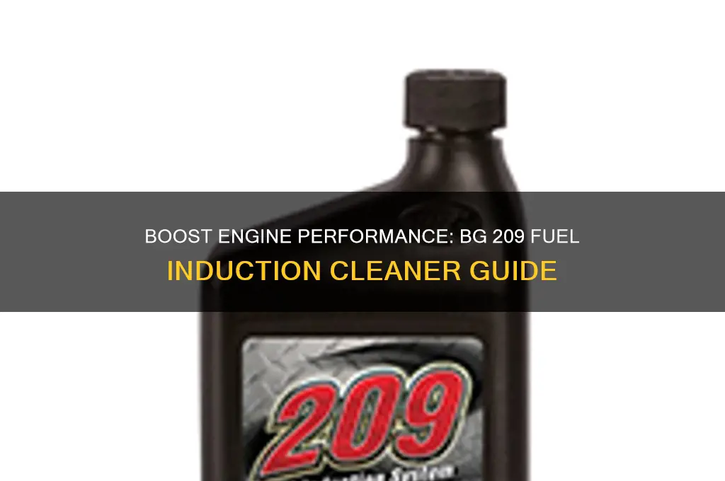 how to use bg 209 fuel induction system cleaner