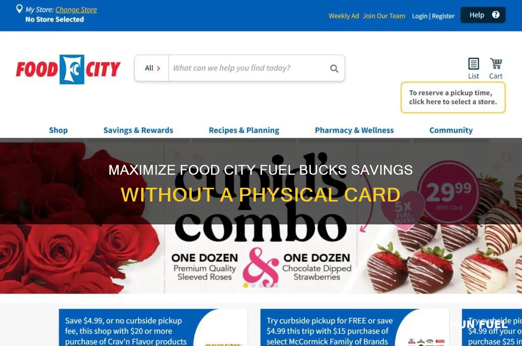 how to use food city fuel bucks without card