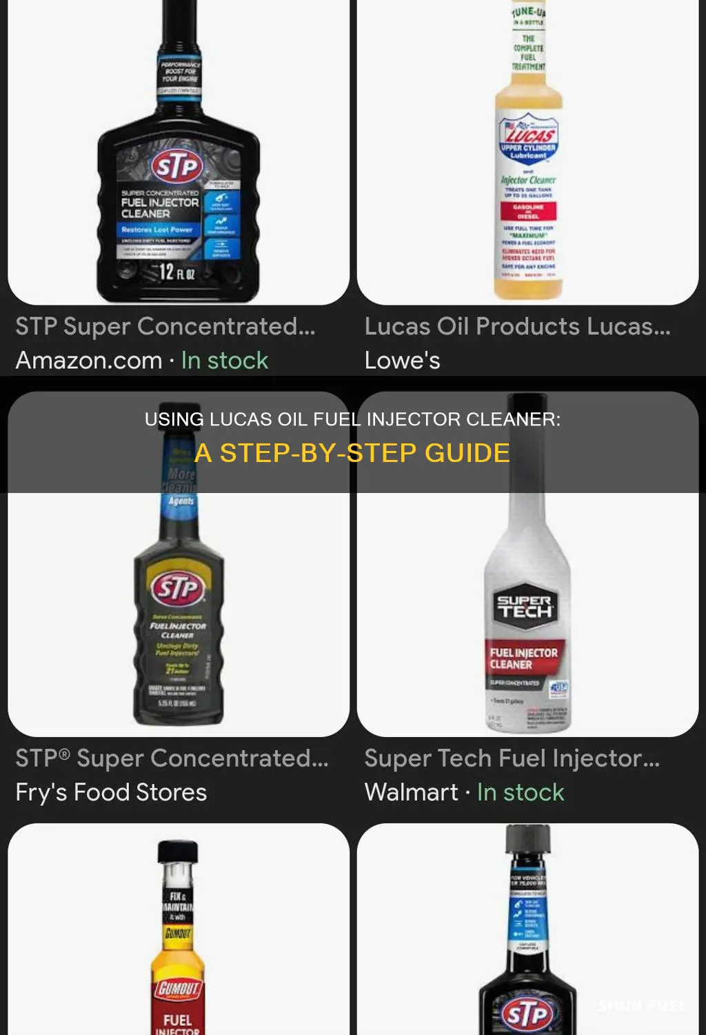 how to use lucas oil fuel injector cleaner