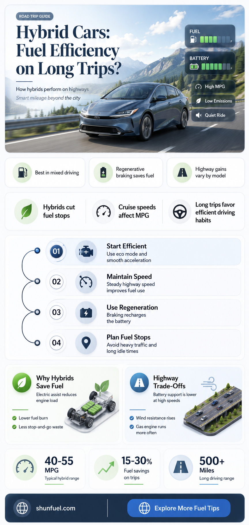 are hybrid cars more fuel efficient on long road trips