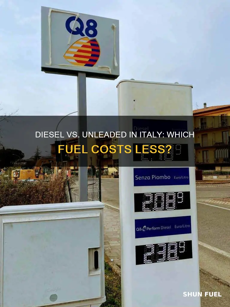 is diesel fuel cheaper that unleaded gas in italy