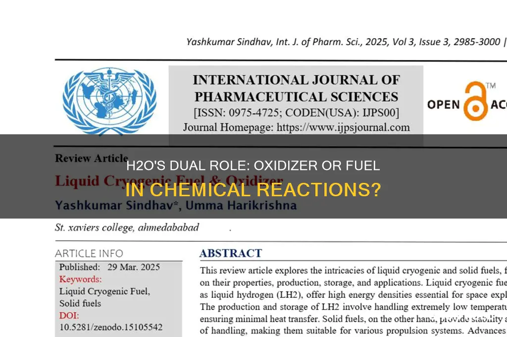 is h2o oxidizer or fuel